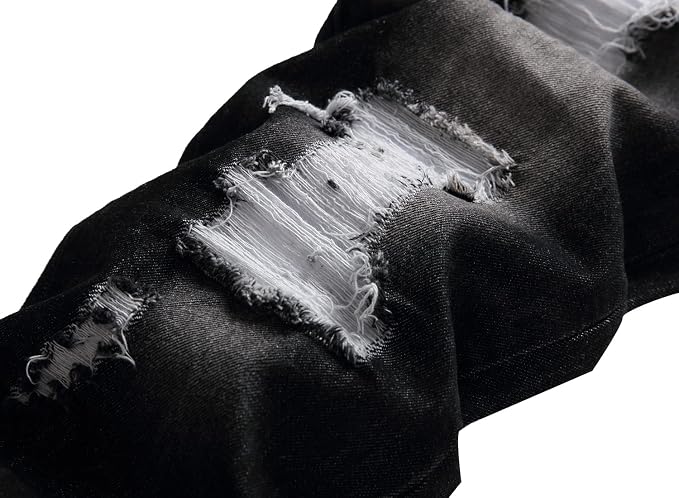 Black Ripped With White Patches