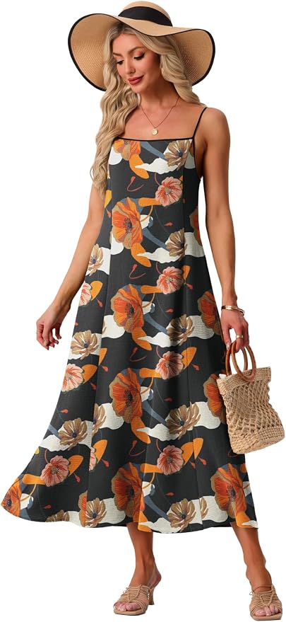 Floral Black Orange