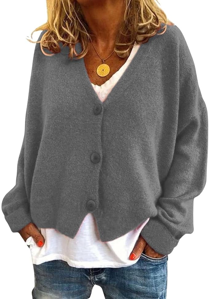 Womens Loose Cropped Sweater Cardigan 08