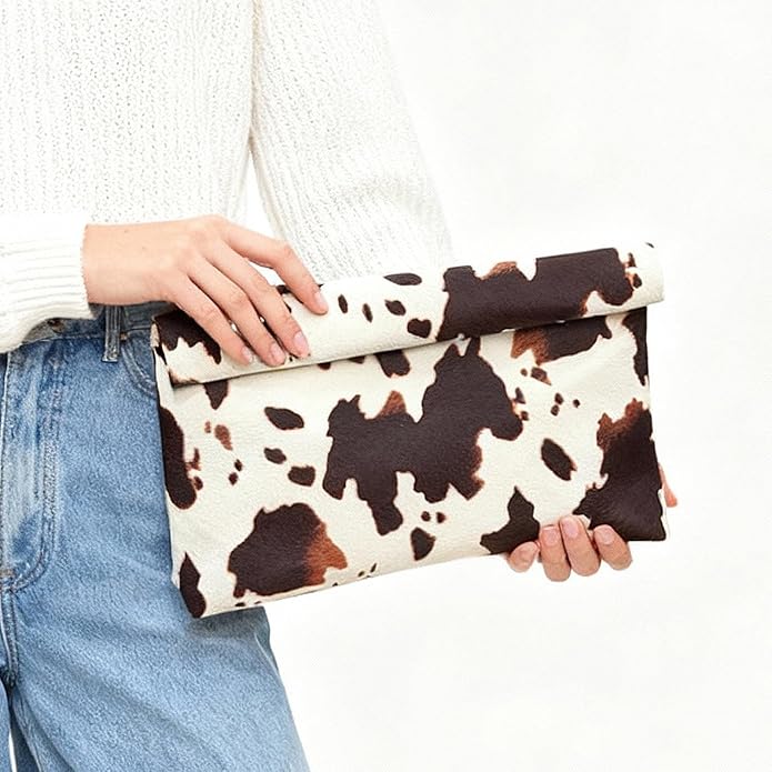 Cow Print Envelope Clutch
