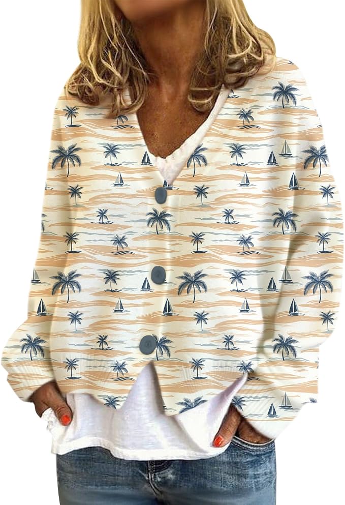 Womens Loose V-neck Cropped Cardigan 04