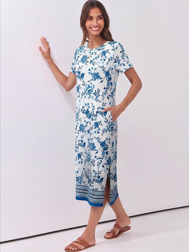 White Blue Floral