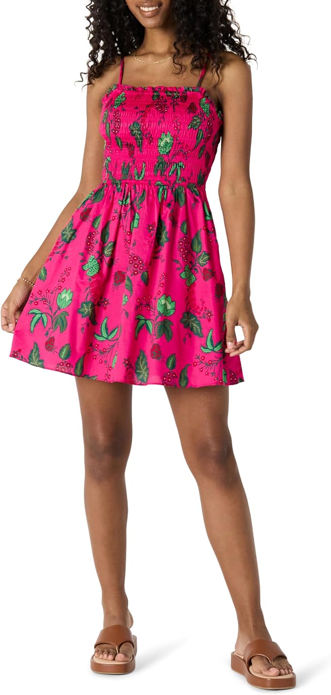 Hot Pink Red Leafy Floral