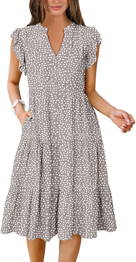 Grey Khaki Polka Dot