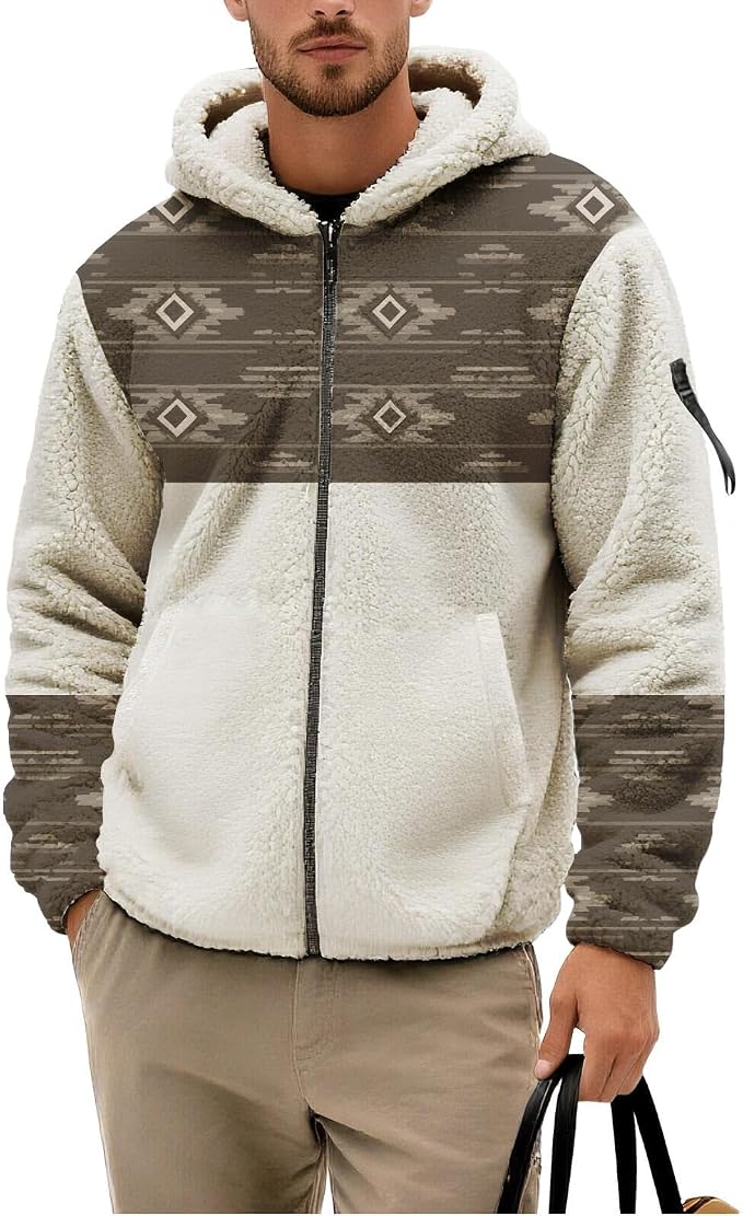 Mens Aztec Print Fleece Hoodie 05