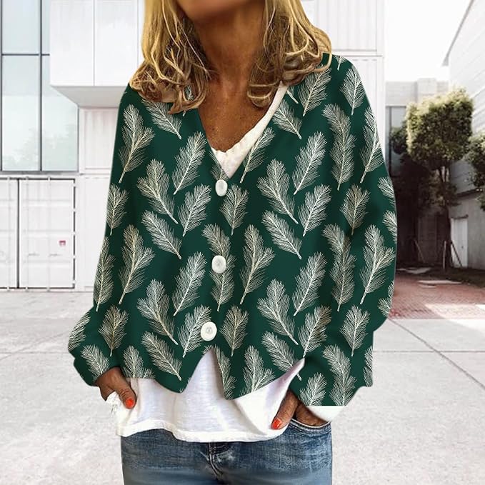 Womens Loose V-neck Cropped Cardigan 02