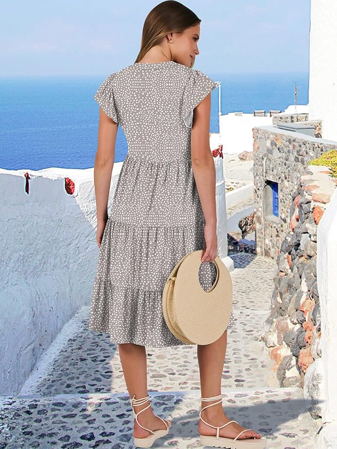 Grey Khaki Polka Dot