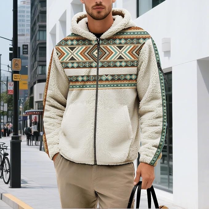 Mens Aztec Print Fleece Hoodie 03
