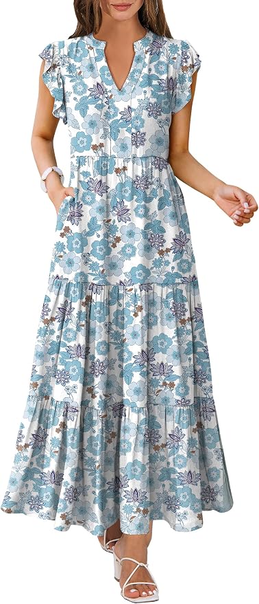 White Blue Floral