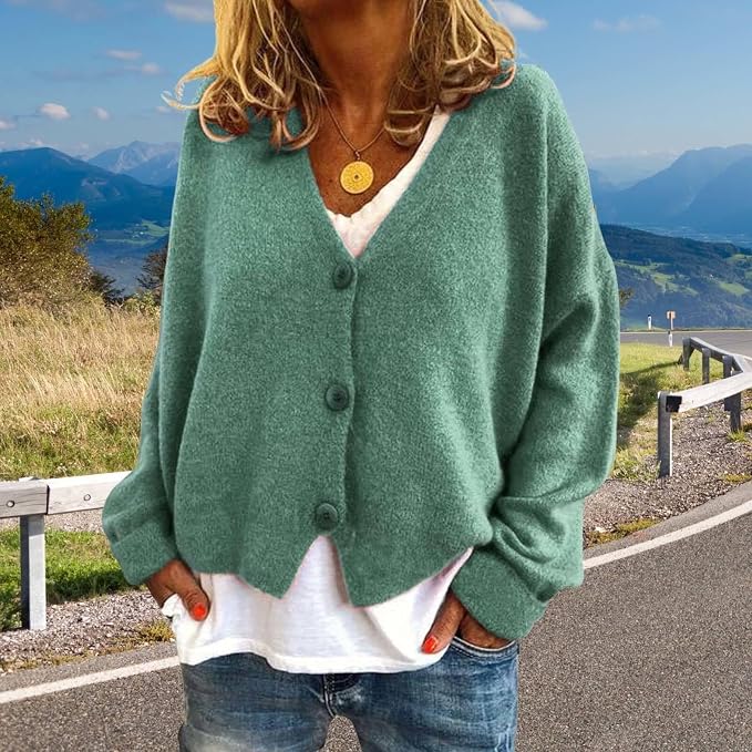 Womens Loose Cropped Sweater Cardigan 01