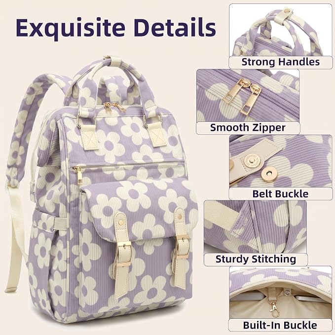 Corduroy Large Floral Purple