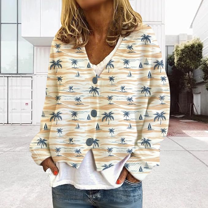 Womens Loose V-neck Cropped Cardigan 04