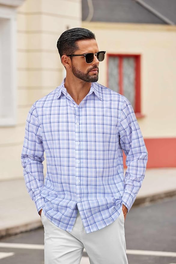 Check-blue & White