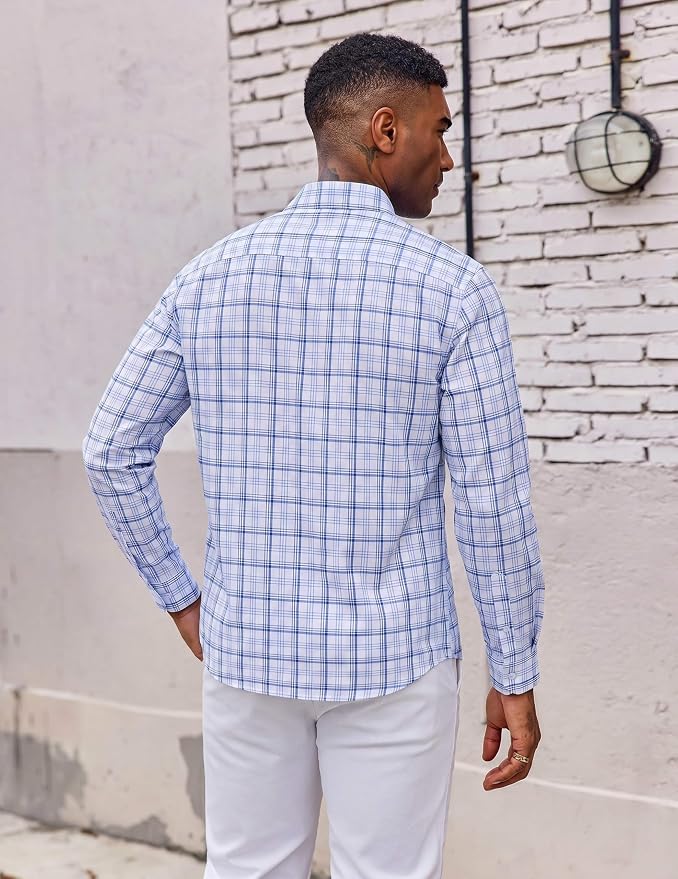 Check-blue & White