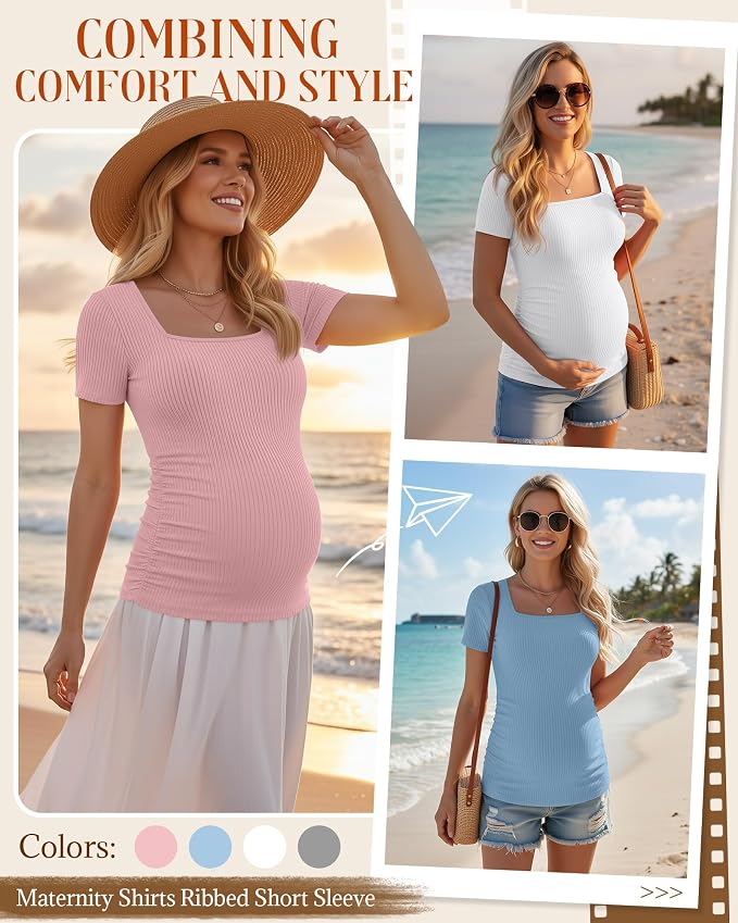Heather Gray, White, Light Blue, Pink