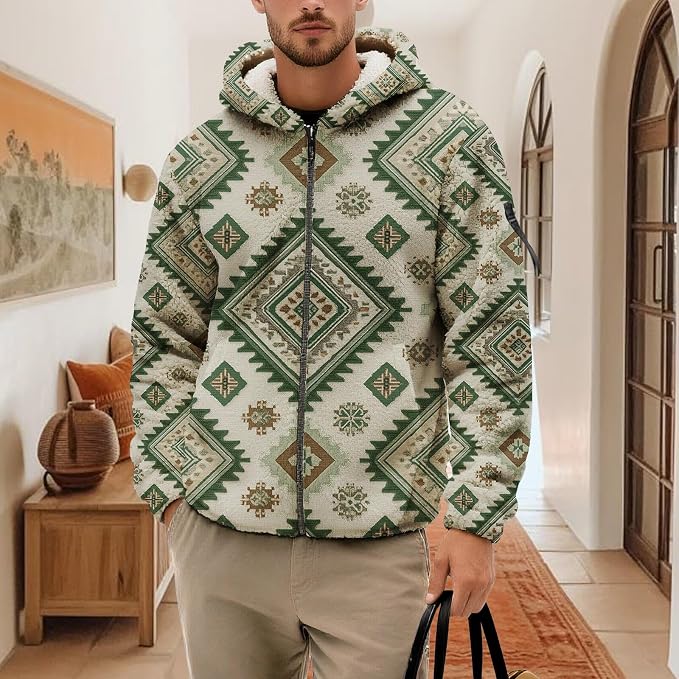 Mens Aztec Print Fleece Hoodie 15