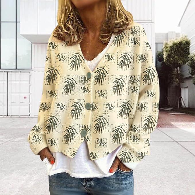 Womens Loose V-neck Cropped Cardigan 14