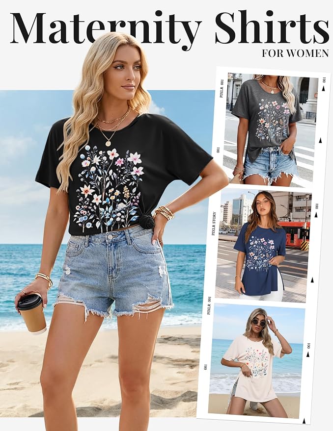 Apricot/Black/Blue/Dark Gray Floral