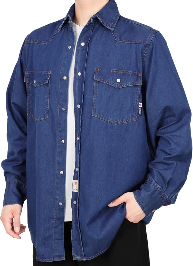 Pearl Snap Denim Dark Blue