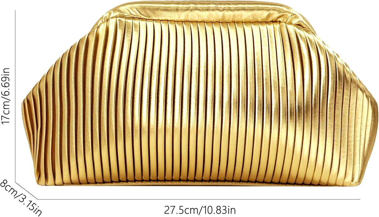 Gold Pleated Cloud Clutch