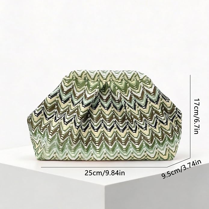 Green Beige Moroccan Cloud Clutch