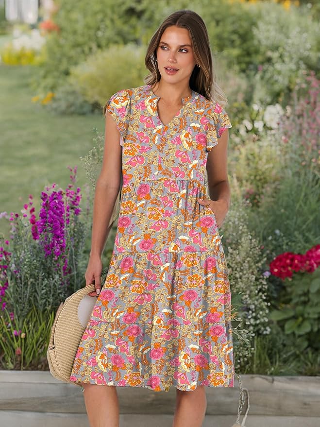 Grey Pink Floral