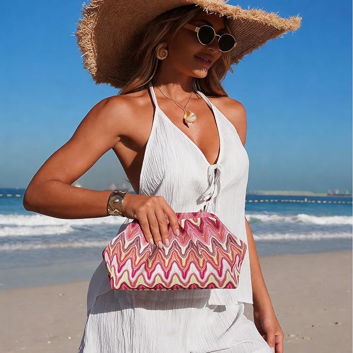 Pink Orange Moroccan Cloud Clutch