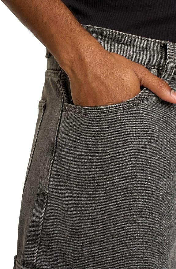 Cargo Pocket Baggy Stone Black Shorts