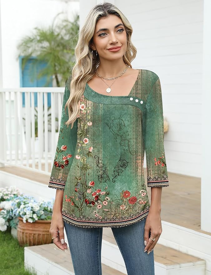 3-retro Green Floral