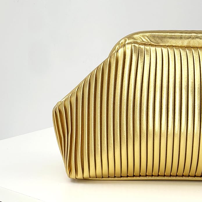 Gold Pleated Cloud Clutch