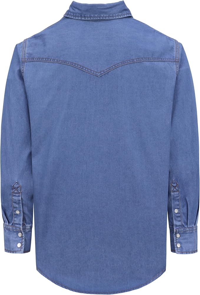 Pearl Snap Denim Light Blue