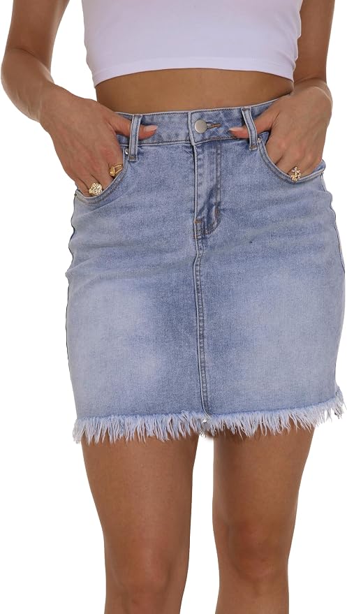 Raw Hem Light Washed Blue