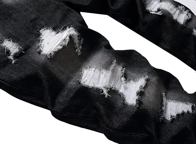 Black Ripped With White Patches