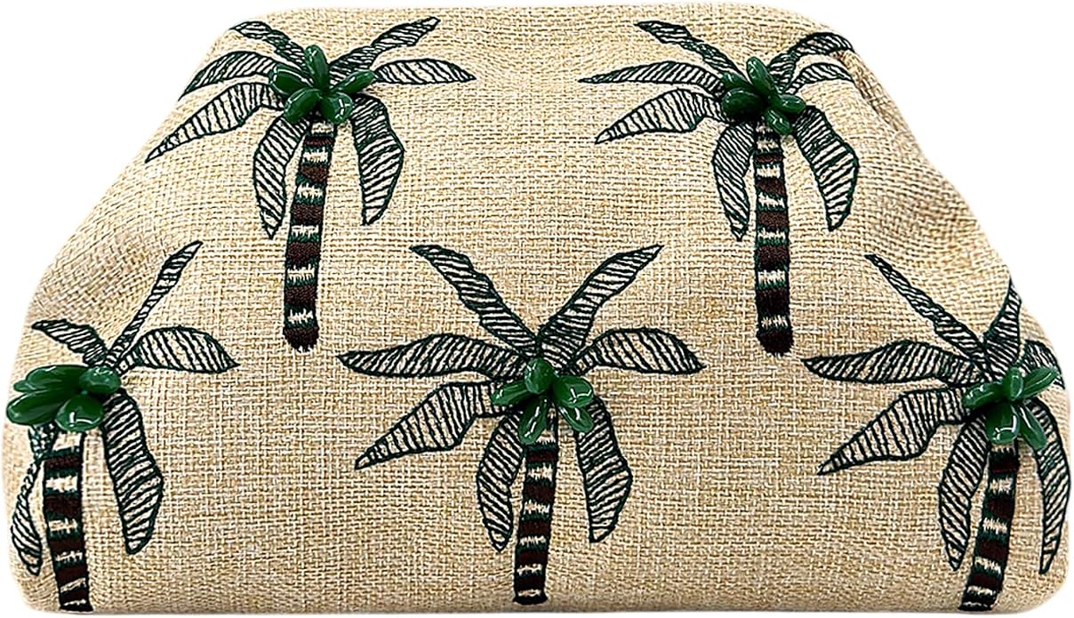 Linen Coconut Tree Embroidered
