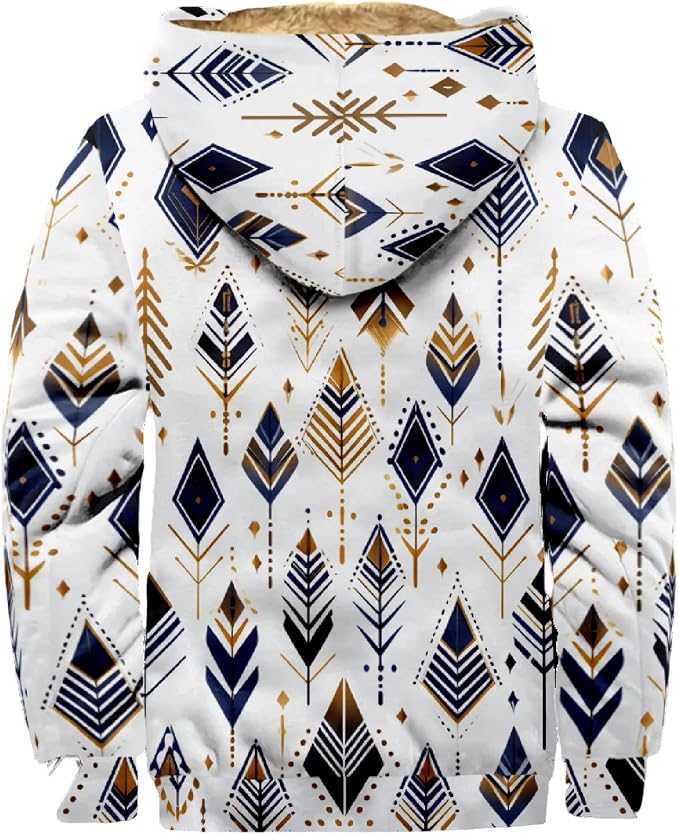 Retro Aztec Print Fleece Hooded Jacket 18