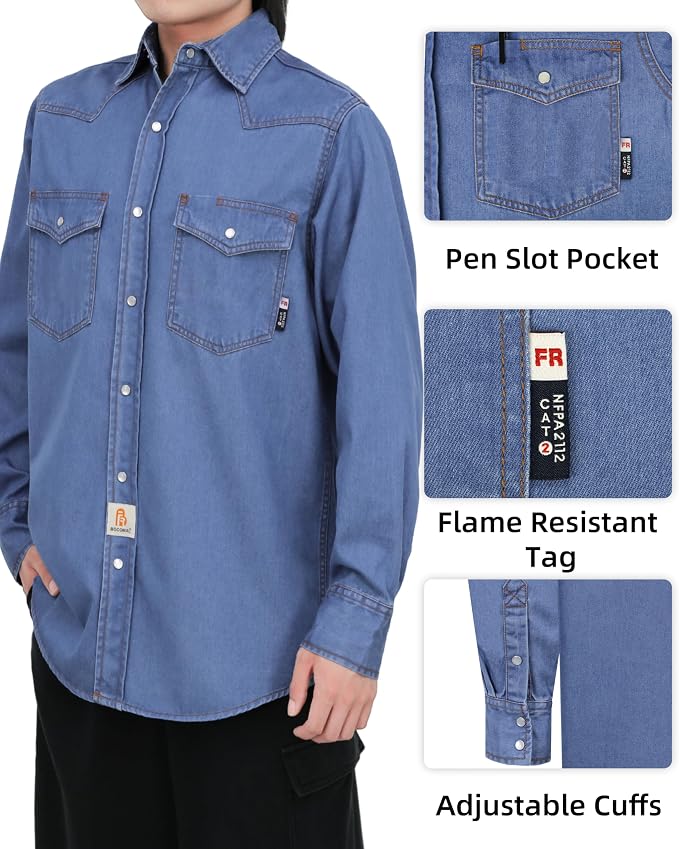 Pearl Snap Denim Light Blue
