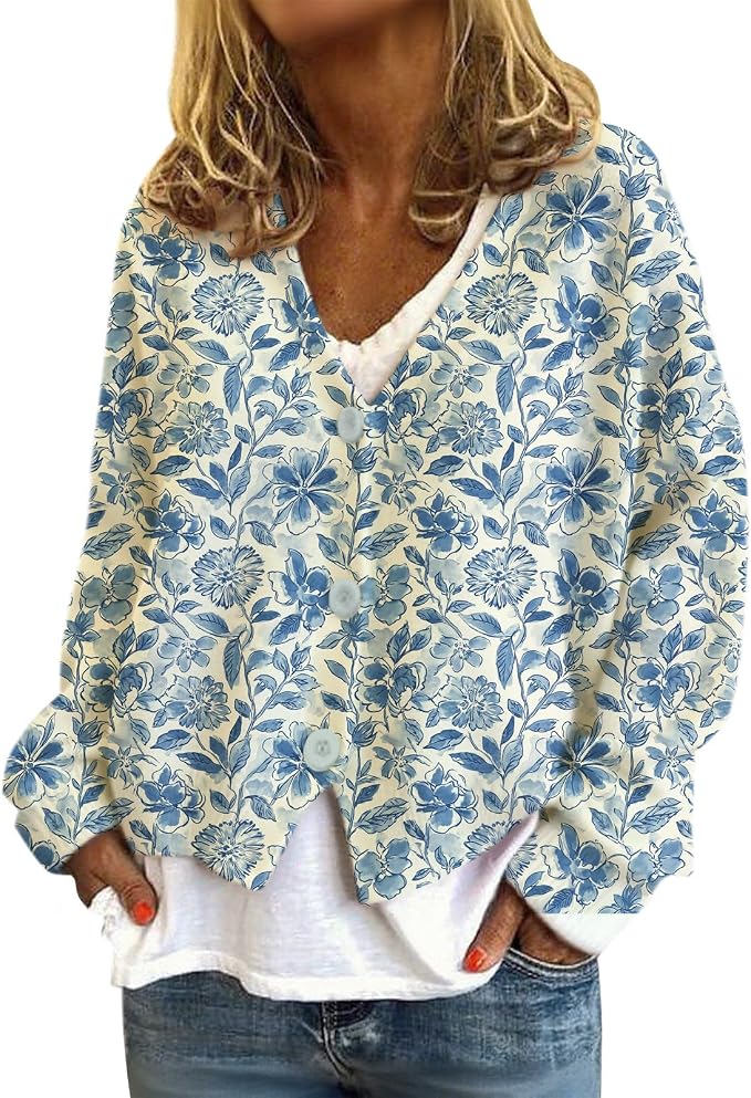 Womens Loose V-neck Cropped Cardigan 19
