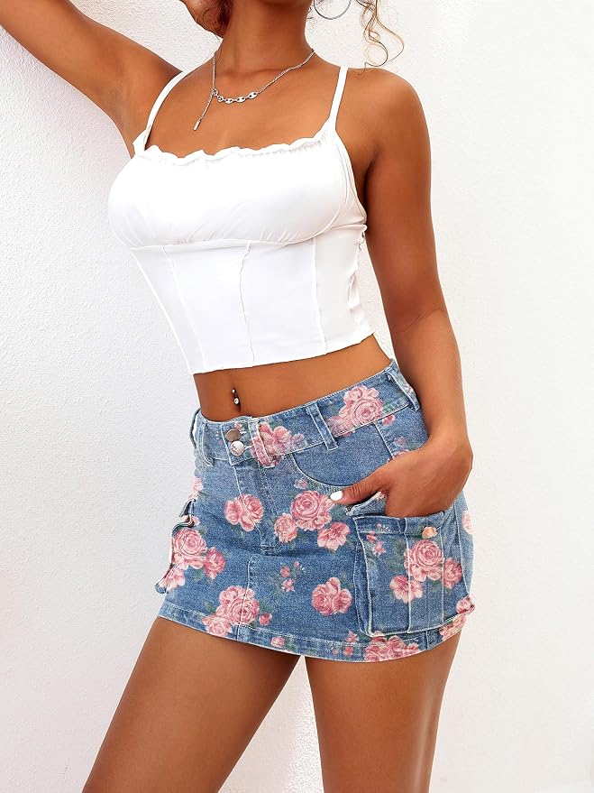 A-floral Print Denim