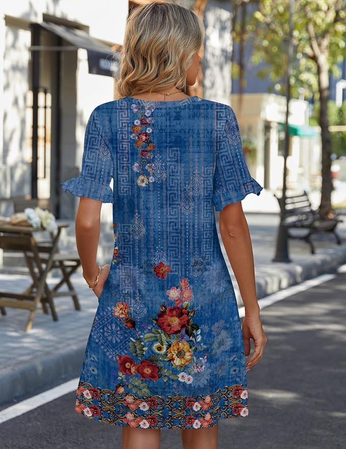 Blue Floral-printed