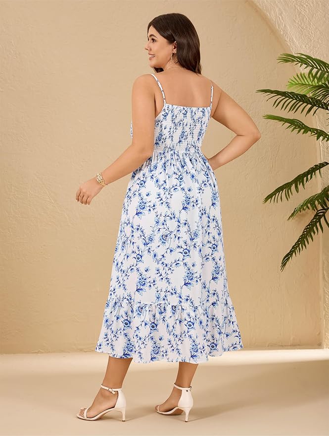 White Blue Floral