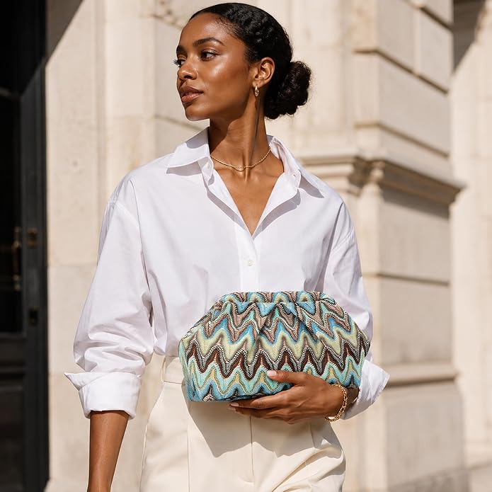 Blue Brown Moroccan Cloud Clutch