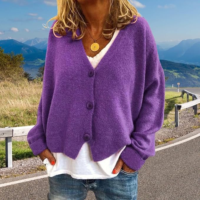 Womens Loose Cropped Sweater Cardigan 02
