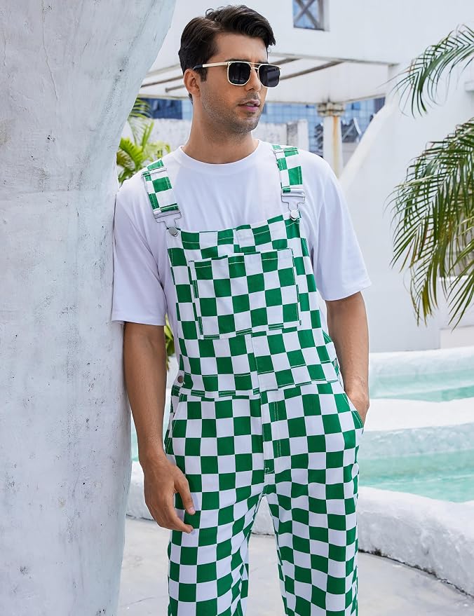 Overalls for Men - Green Checkered