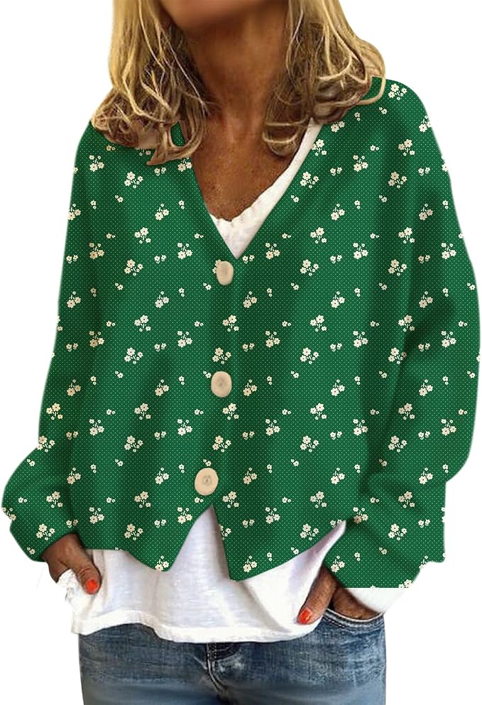 Womens Loose V-neck Cropped Cardigan 11