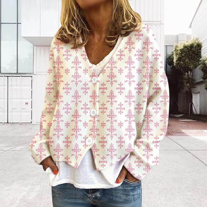 Womens Loose V-neck Cropped Cardigan 07