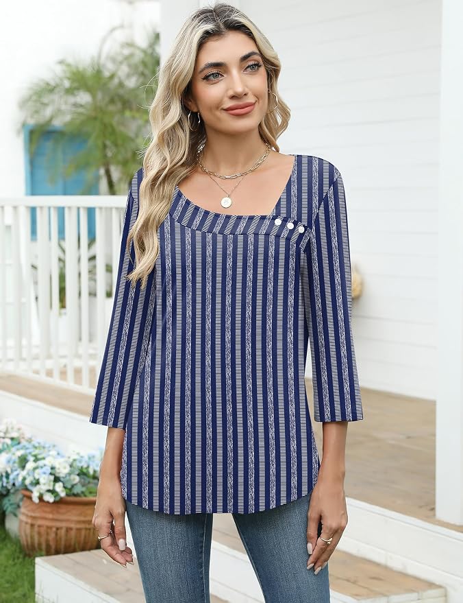 2-navy Blue-white Stripes