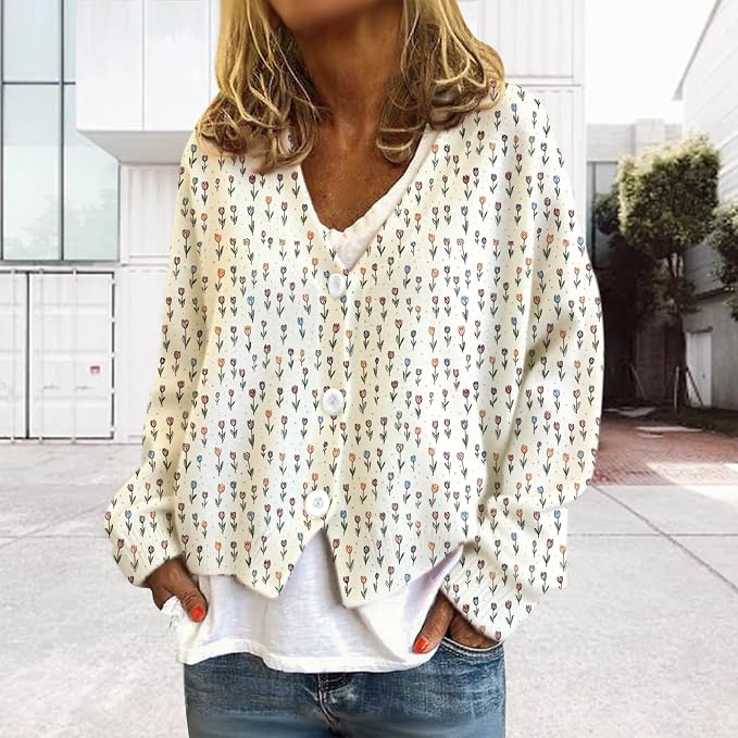 Womens Loose V-neck Cropped Cardigan 18