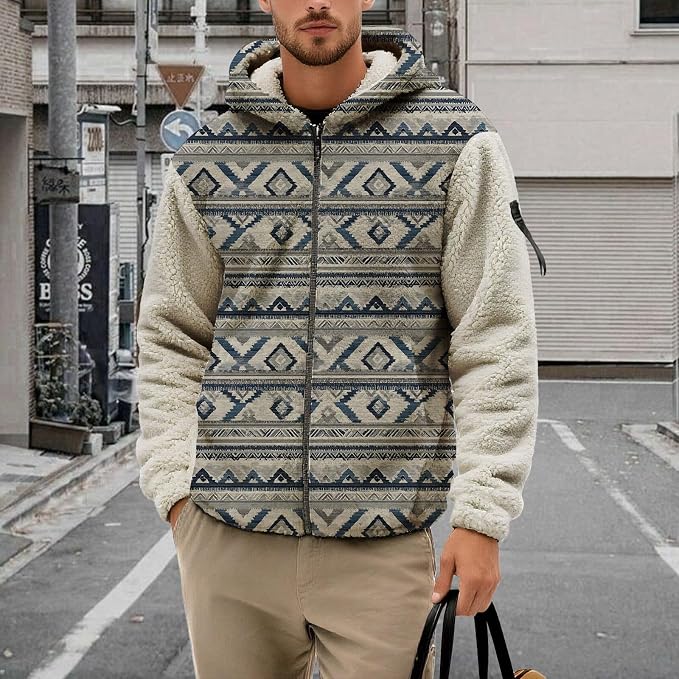 Mens Aztec Print Fleece Hoodie 20