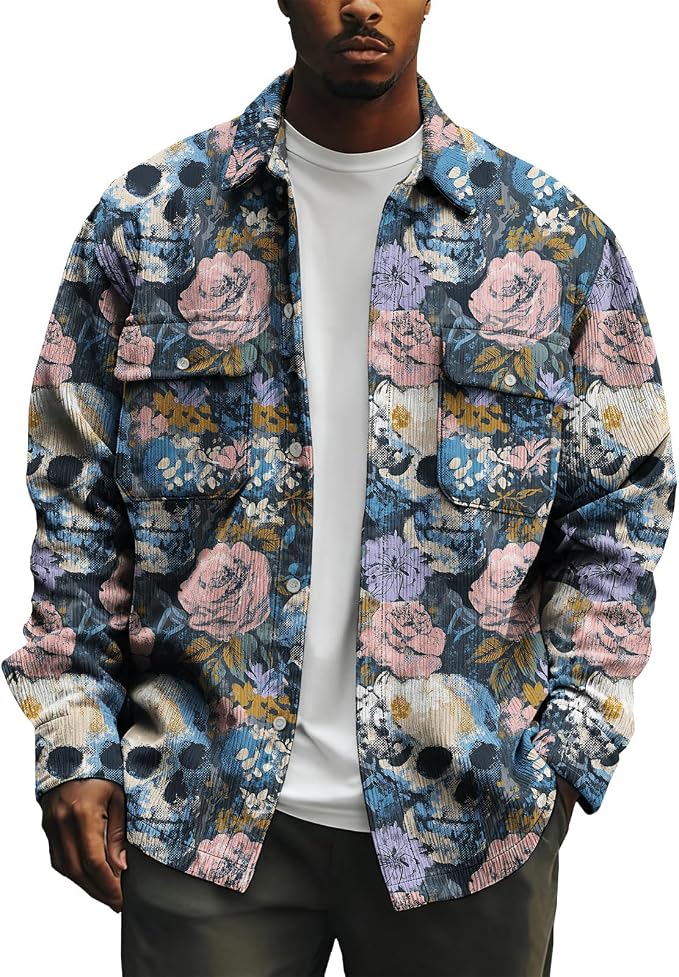 Skull Floral Pink Blue