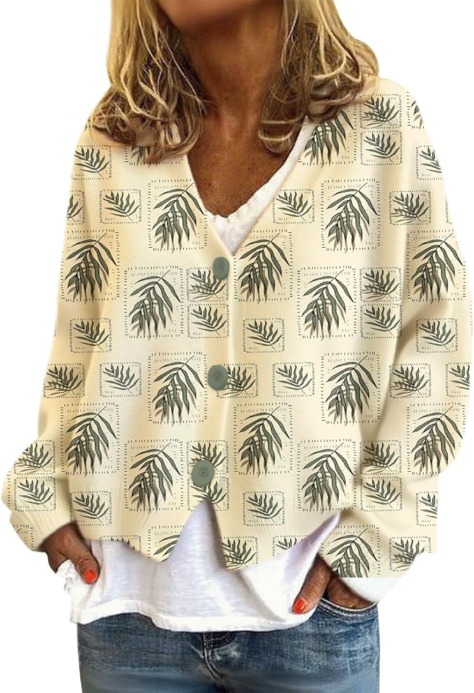 Womens Loose V-neck Cropped Cardigan 14